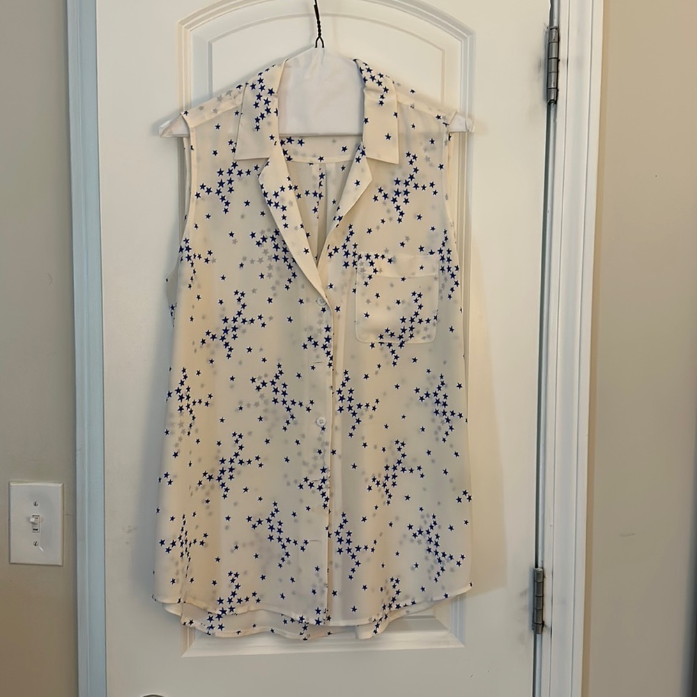 Equipment Femme Silk Sleeveless Button Down Blouse